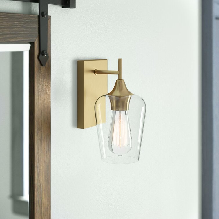 Breena Single Light Glass Dimmable Armed Sconce Reviews Birch Lane